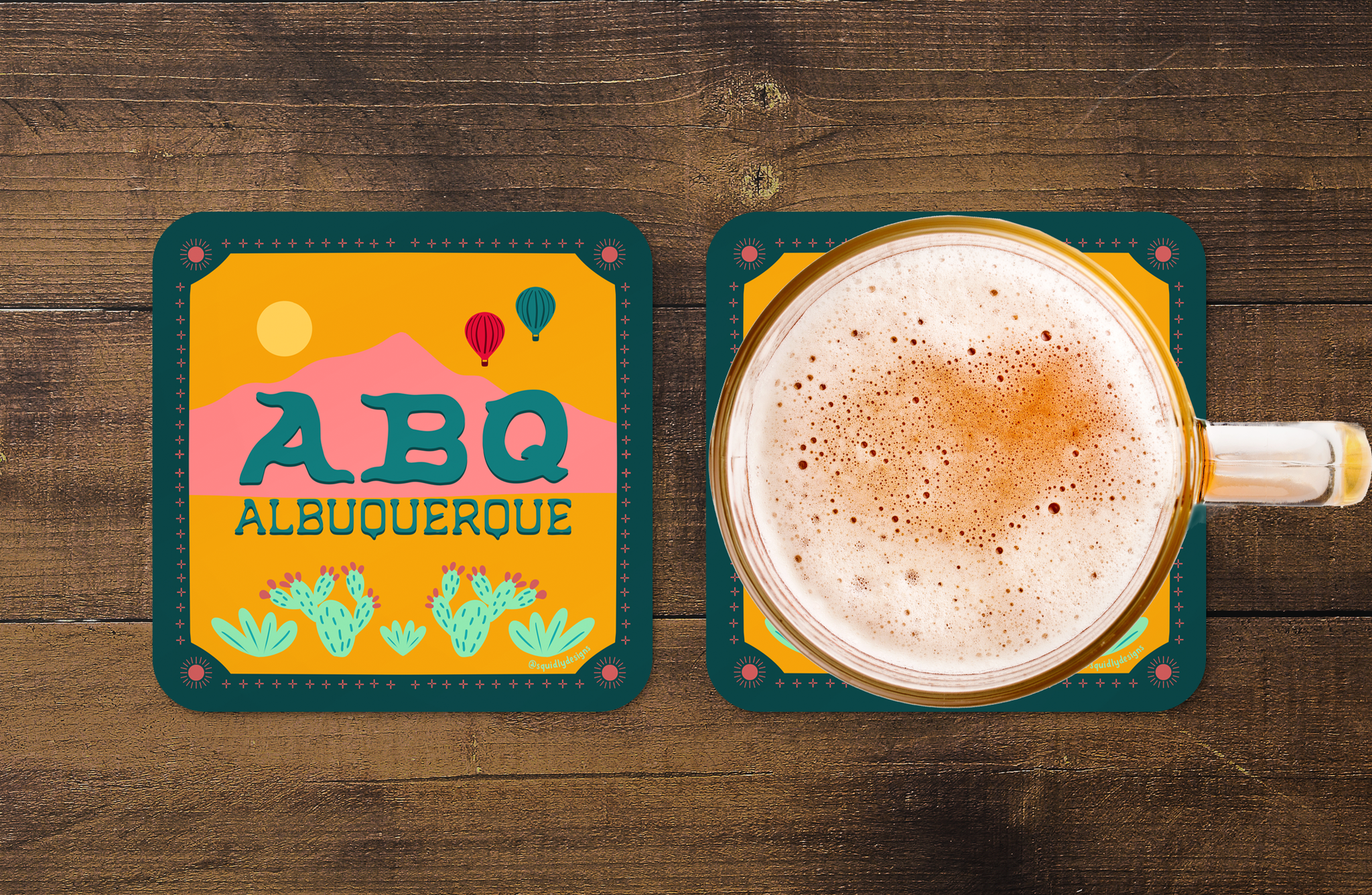 SQUIDLY DESIGN Coaster Set - Albuquerque, NM