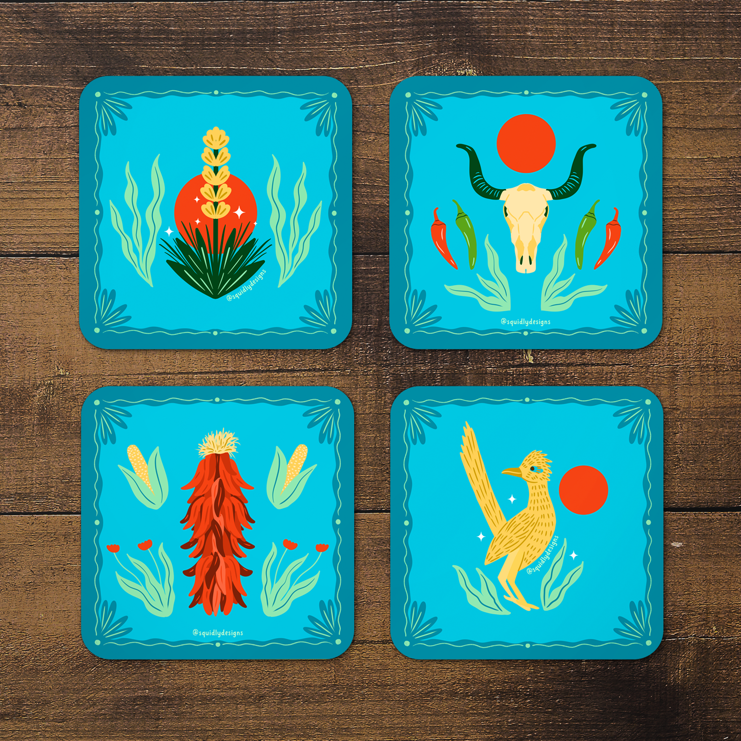 Squidly Designs - Coaster Set - Southwest Vibes