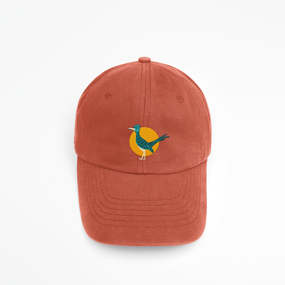 SQUIDLY DESIGN Embroidered Roadrunner Baseball Cap - Burnt Orange