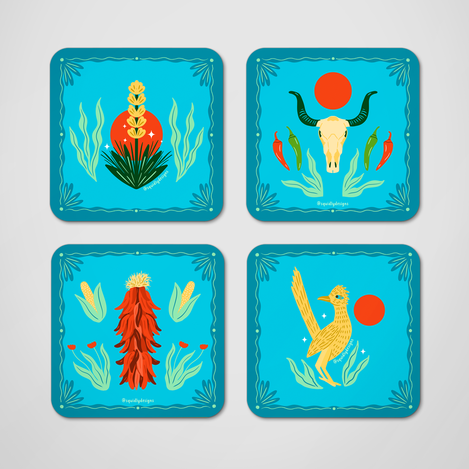 Squidly Designs - Coaster Set - Southwest Vibes