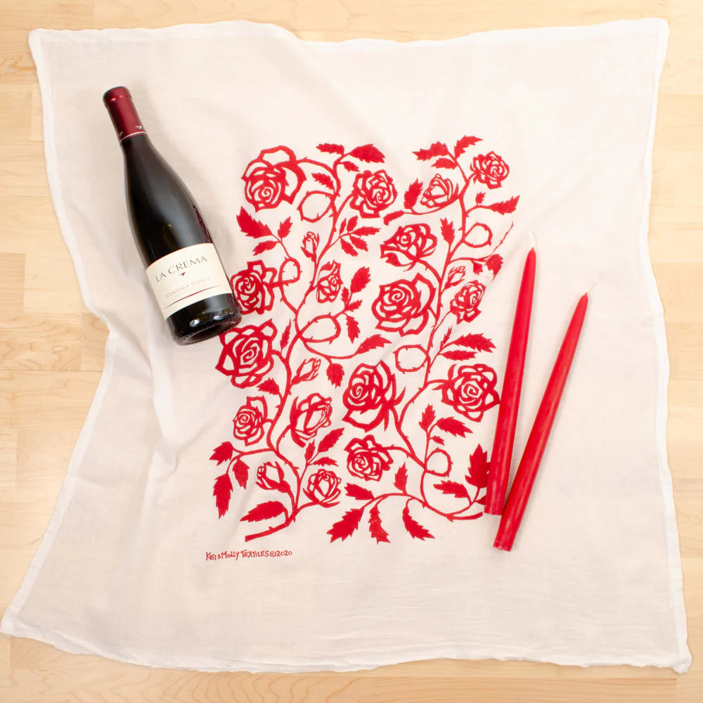 KEI & MOLLY - Flour Sack Dish Towel: Roses